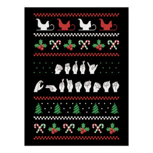 Póster Feliz Navidad - ASL American Rótulo Language I