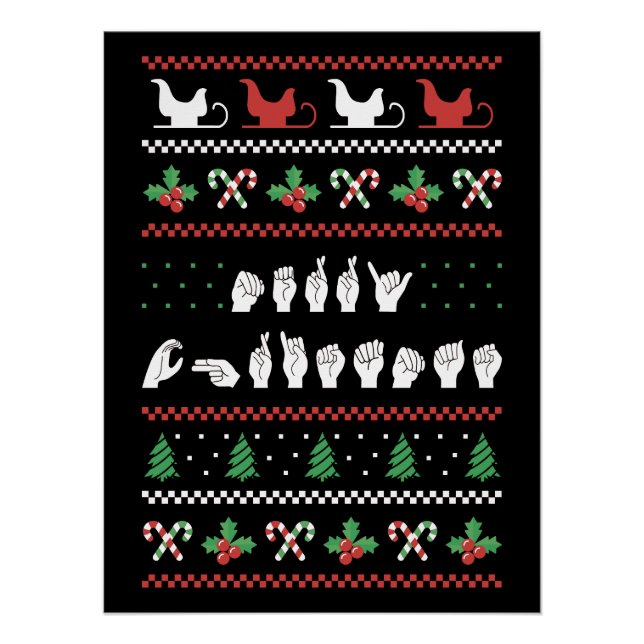 Póster Feliz Navidad - ASL American Rótulo Language I (Anverso)