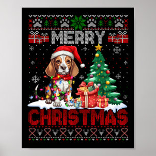 Póster Feliz Navidad Beagle Dog Lover Ugly Xmas Sweater