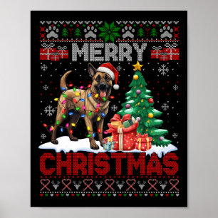Póster Feliz Navidad Belga Malinois Dog Lover Ugly Xm
