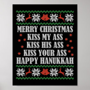 Póster Feliz Navidad Bésame Su Feliz Janucá 