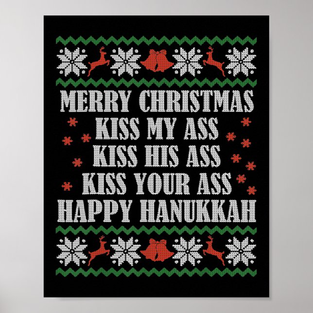 Póster Feliz Navidad Bésame Su Feliz Janucá  (Frente)