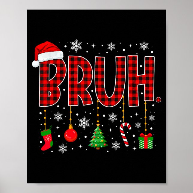 Póster Feliz Navidad Bruh Buffalo Cuadro Retro Xmas Hombr (Frente)
