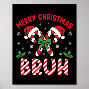 Póster Feliz Navidad Bruh Candy Cane Love Xmas Luces M