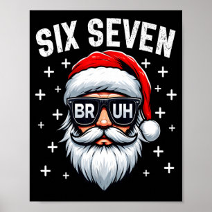Póster Feliz Navidad Bruh Cara de Santa 67 Meme Divertido