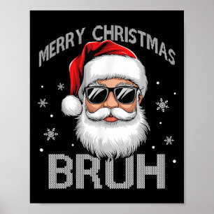 Póster Feliz Navidad Bruh Funny Santa Claus Retro Hombres