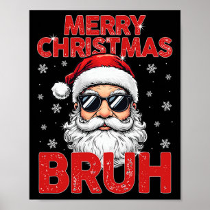 Póster Feliz Navidad Bruh Funny Santa Claus Retro Hombres
