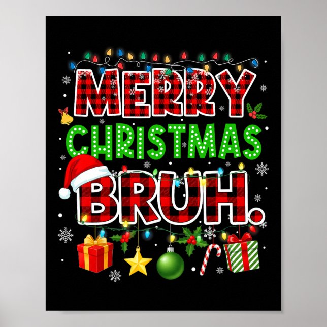 Póster Feliz Navidad Bruh Gracioso Red Plaid Adolescentes (Frente)
