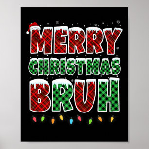Póster Feliz Navidad Bruh Red Green Plaid Xmas Luces F