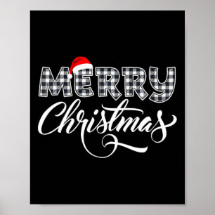 Póster Feliz Navidad Búfalo Negro Y Blanco Para