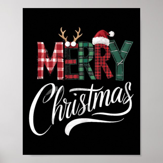 Póster Feliz Navidad Búfalo Negro Y Blanco Para (Frente)