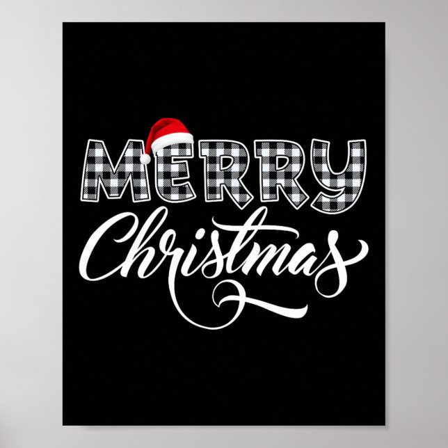 Póster Feliz Navidad Búfalo Negro Y Blanco Para (Frente)