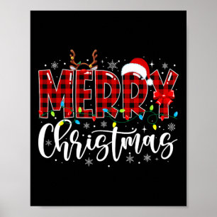 Póster Feliz Navidad Búfalo Plactado Red Santa Family Mat