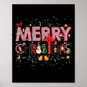 Póster Feliz Navidad Búfalo Plactado Red Santa Family Xma