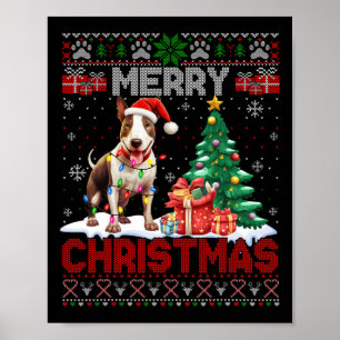 Póster Feliz Navidad Bull Terrier Perro Amantes de Nocheb
