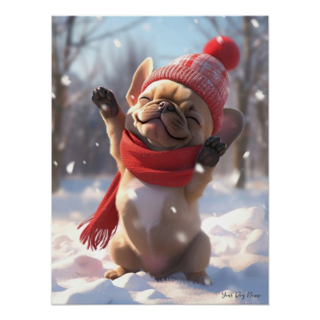 Póster Feliz Navidad, Bulldog francés 01 - Feliz Chris (Anverso)