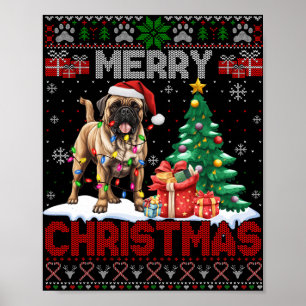 Póster Feliz Navidad Bullmastiff Amantes de la familia Ug
