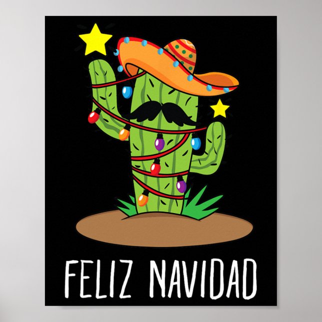 Póster Feliz Navidad Cactus - Árbol Mexicano De Navidad E (Frente)