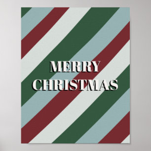 Póster Feliz Navidad Candy Cane Strike Pattern