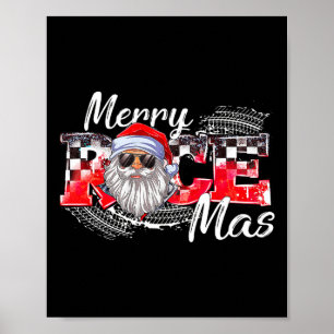 Póster Feliz Navidad Carro de Navidad Carreras Papá Noel