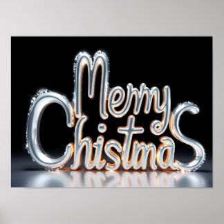 Póster Feliz Navidad Cartel de Tipografía de Lujo de Pape