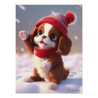 Póster Feliz Navidad, Cavalier King Charles Spaniel Dog