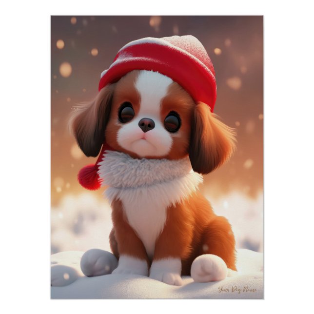 Póster Feliz Navidad, Cavalier King Charles Spaniel Dog (Anverso)