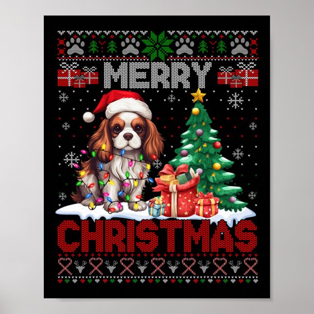 Póster Feliz Navidad Cavalier King Dog ama a los feos nav (Frente)