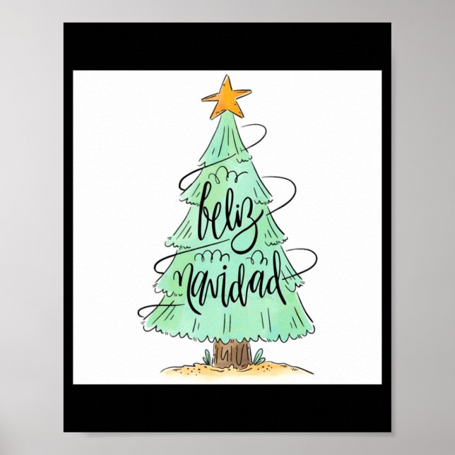 Póster Feliz Navidad Christmas Tree T Shirt  (Frente)