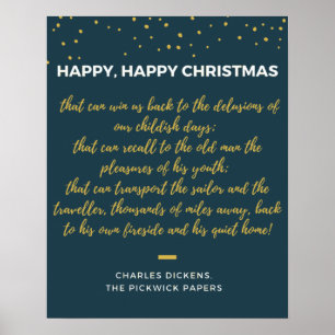 Póster Feliz Navidad - cita de Charles Dickens