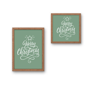 Póster Feliz Navidad citado en blanco y verde