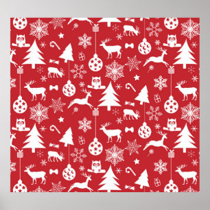 Póster Feliz Navidad: Colección de Vintage Roja