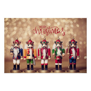 Póster Feliz Navidad Coloridas Nutcrackers