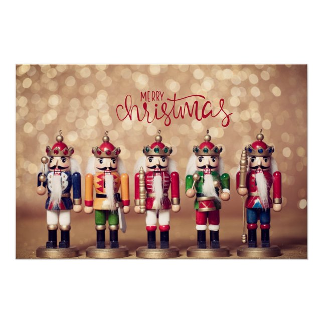 Póster Feliz Navidad Coloridas Nutcrackers (Anverso)
