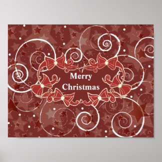 Póster Feliz Navidad con arcos y estrellas