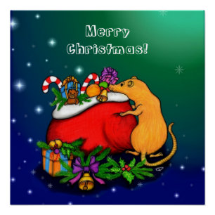 Póster Feliz Navidad con el príncipe rata