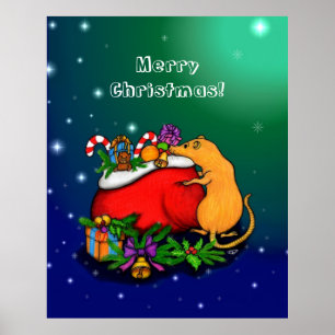 Póster Feliz Navidad con el príncipe rata