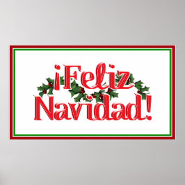 Póster Feliz Navidad con Holly