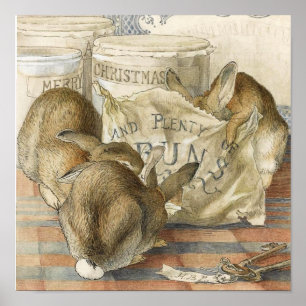 Póster Feliz Navidad Conejo de Conejo