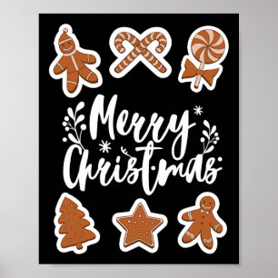 Póster Feliz Navidad Cookies Gingerbread Man Tree Bakin