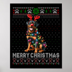 Póster Feliz Navidad Cute Rottweiler Perro Lover Ugly Xma