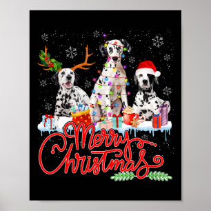 Póster Feliz Navidad Dalmacia perros Santa Lugh reno