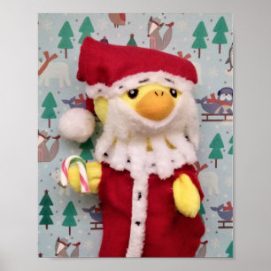 Póster Feliz Navidad de Danny Duck Santa