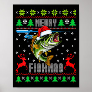 Póster Feliz Navidad de Pescado de Mujeres B Pesca Divert