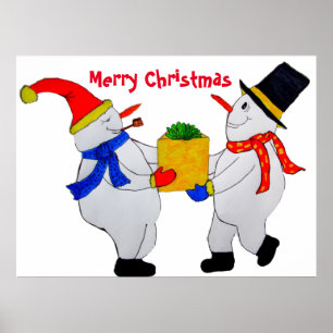 PÓSTER FELIZ NAVIDAD DEL POSTER SNOWMEN