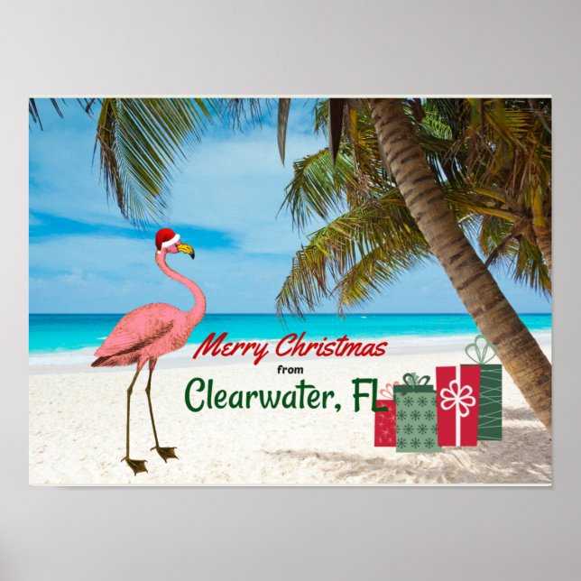 Póster Feliz Navidad desde Clearwater, FL (Frente)