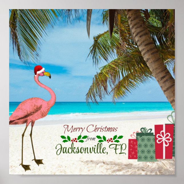 Póster Feliz Navidad desde Jacksonville, FL (Frente)