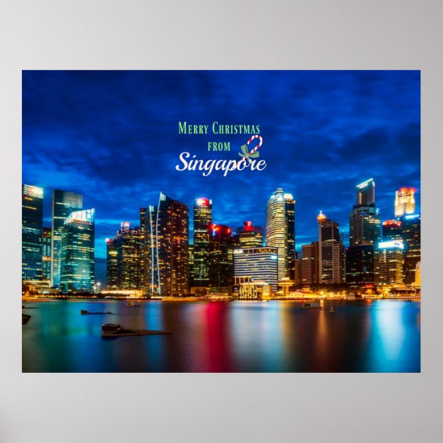 Póster Feliz Navidad desde Singapur (Frente)
