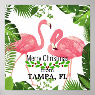 Póster Feliz Navidad desde Tampa, FL