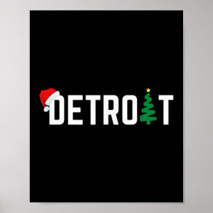 Póster Feliz Navidad Detroit Felices Fiestas Michigan Sa